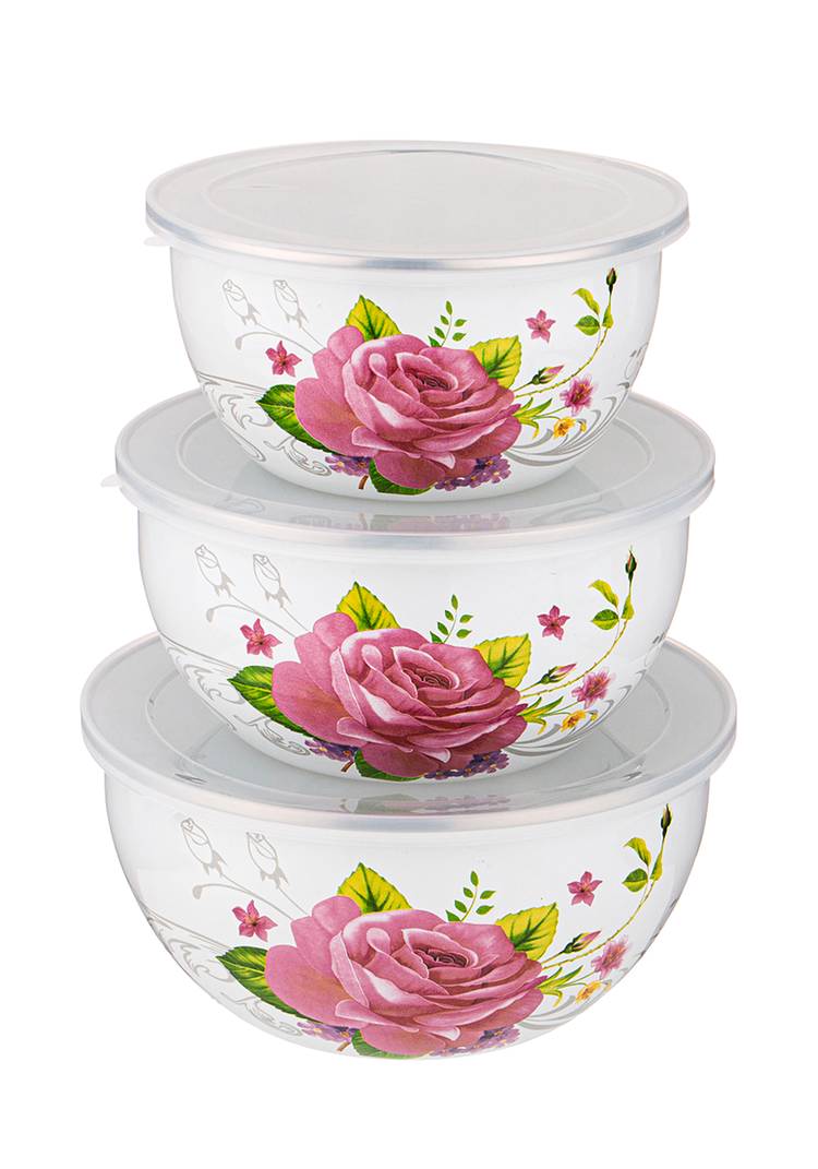 Набор из 3 эмалированных мисок с крышками шир.  750, рис. 4