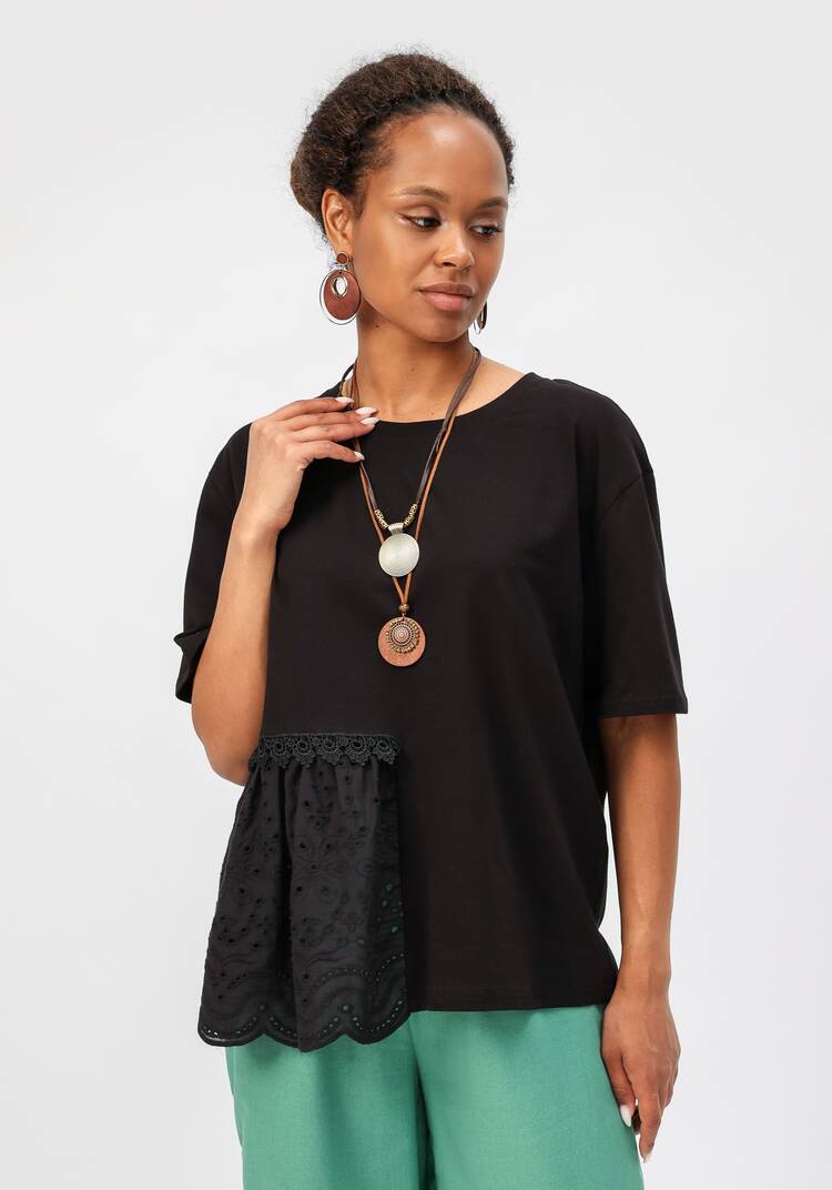 Блуза свободного кроя с вставкой из шитья шир.  750, рис. 22