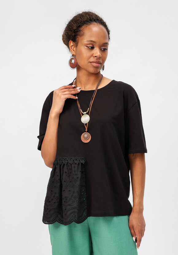 Блуза свободного кроя с вставкой из шитья шир.  580, рис. 22