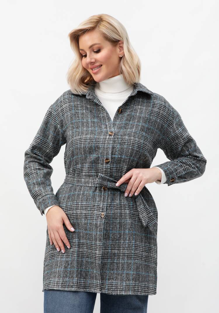 Рубашка в клетку удлиненная с поясом шир.  750, рис. 13