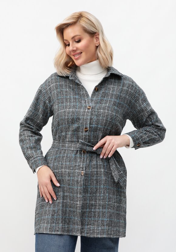 Рубашка в клетку удлиненная с поясом шир.  580, рис. 13