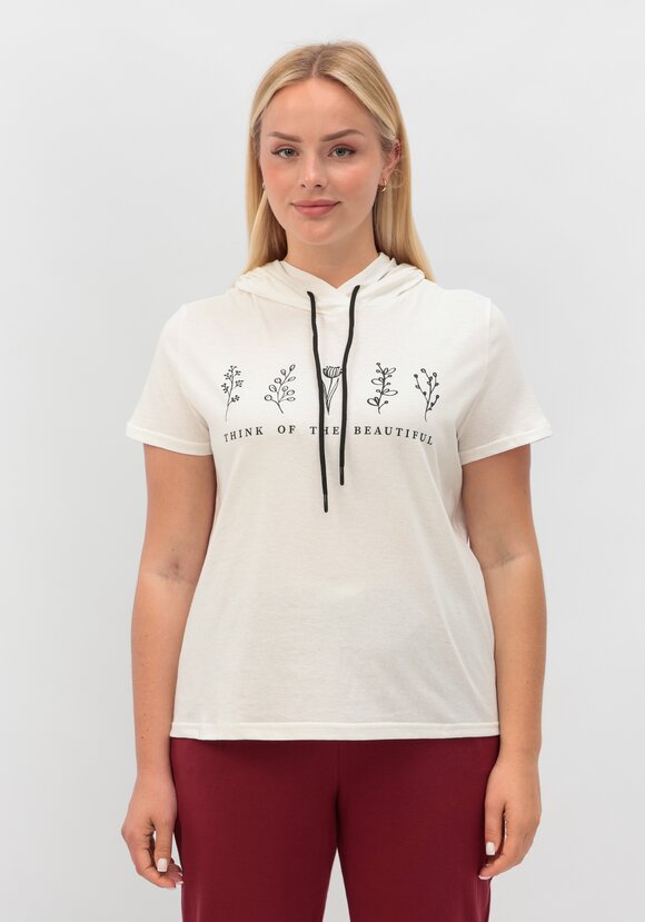 Футболка с капюшоном и лаконичным принтом шир.  580, рис. 40