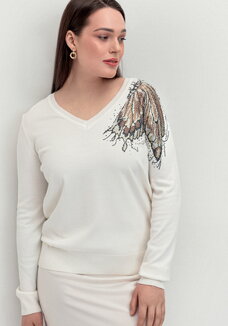 Джемпер с V-образным вырезом и рисунком