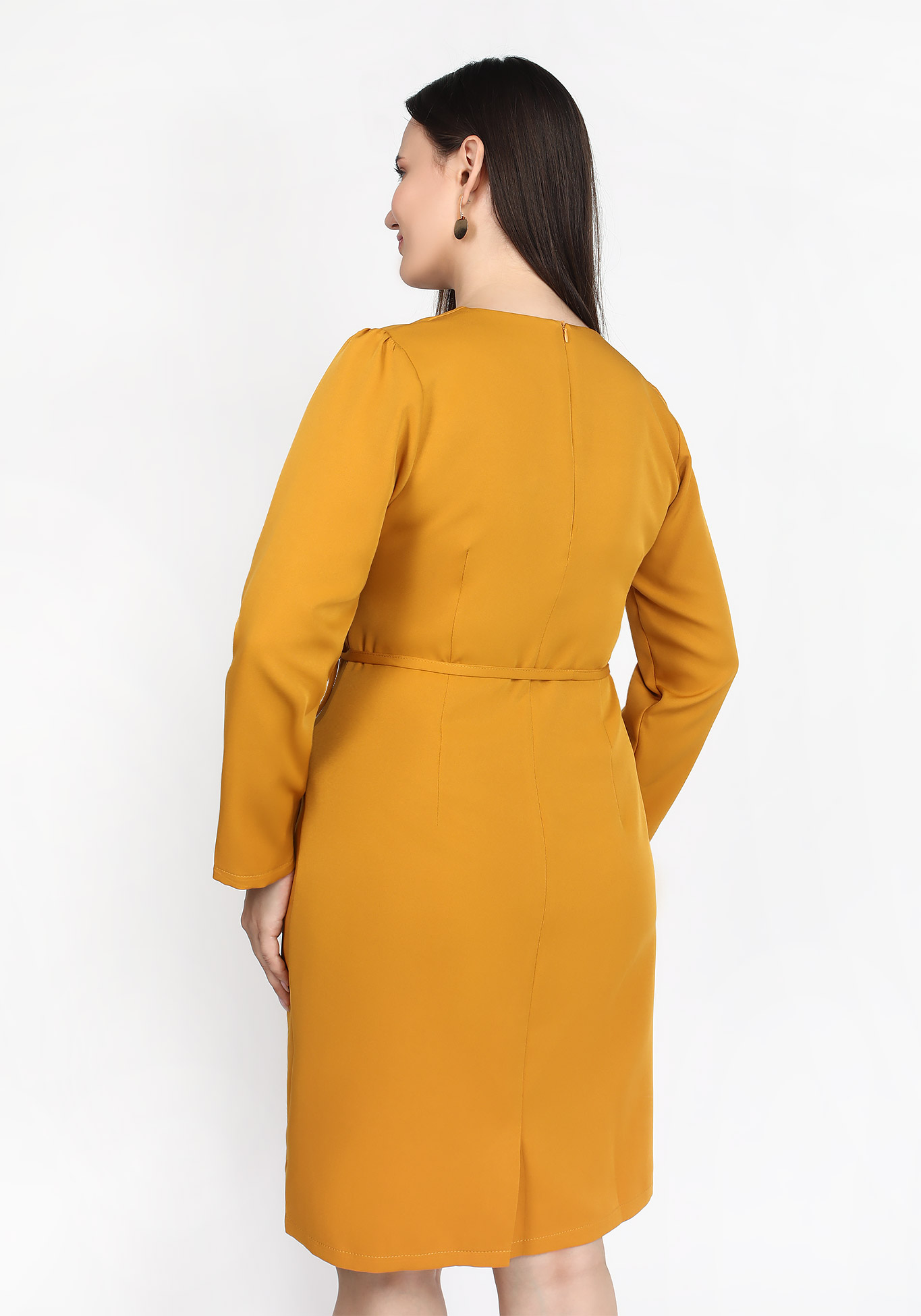 Платье с ассиметричной застежкой Elletto Life, размер 48, цвет горчичный - фото 9
