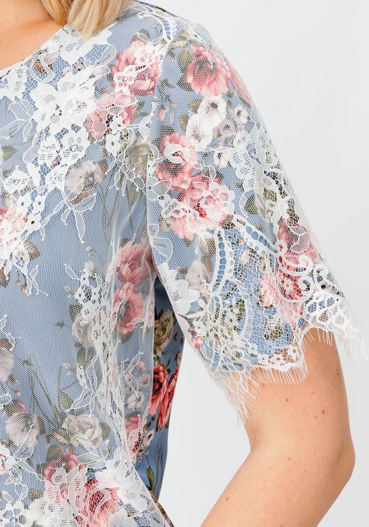 Блуза цветочная с кружевом шир.  750, рис. 20