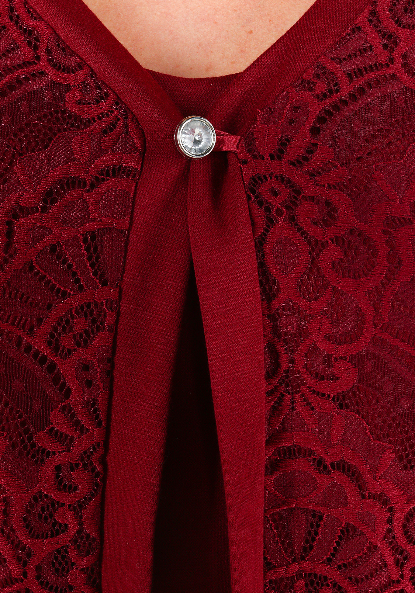 Кардиган с ажурным узором и пуговицей, размер 52, цвет красный - фото 8