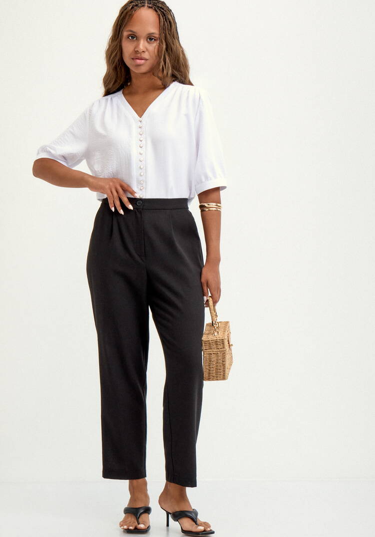 Брюки изо льна  прямые  с резинкой по поясу шир.  750, рис. 15