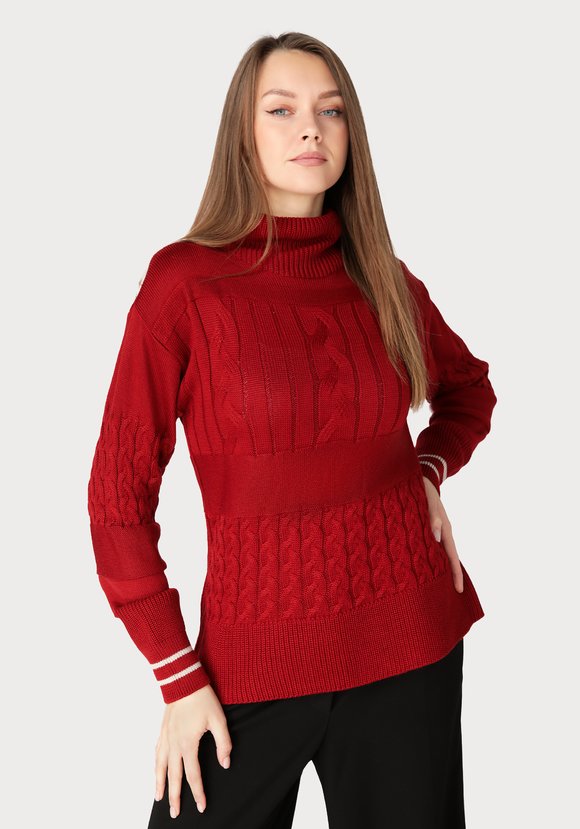 Свитер женский с эффектом структурных кос шир.  580, рис. 11