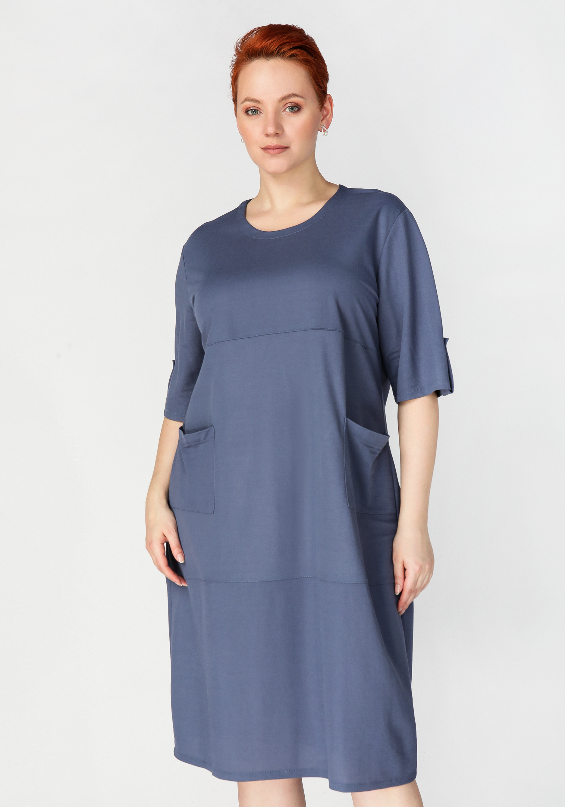 Платье с боковыми карманами "Дезири", цвет синий, размер 52 - фото 6
