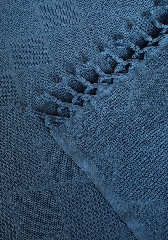 Покрывало-плед из хлопка с бахромой Айшель шир.  580, рис. 5