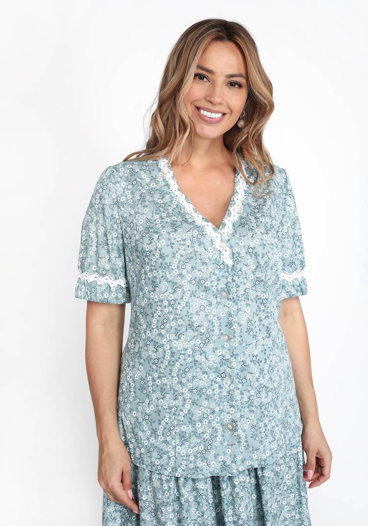 Блузка рукав 3/4 с отделкой кружевом шир.  750, рис. 13