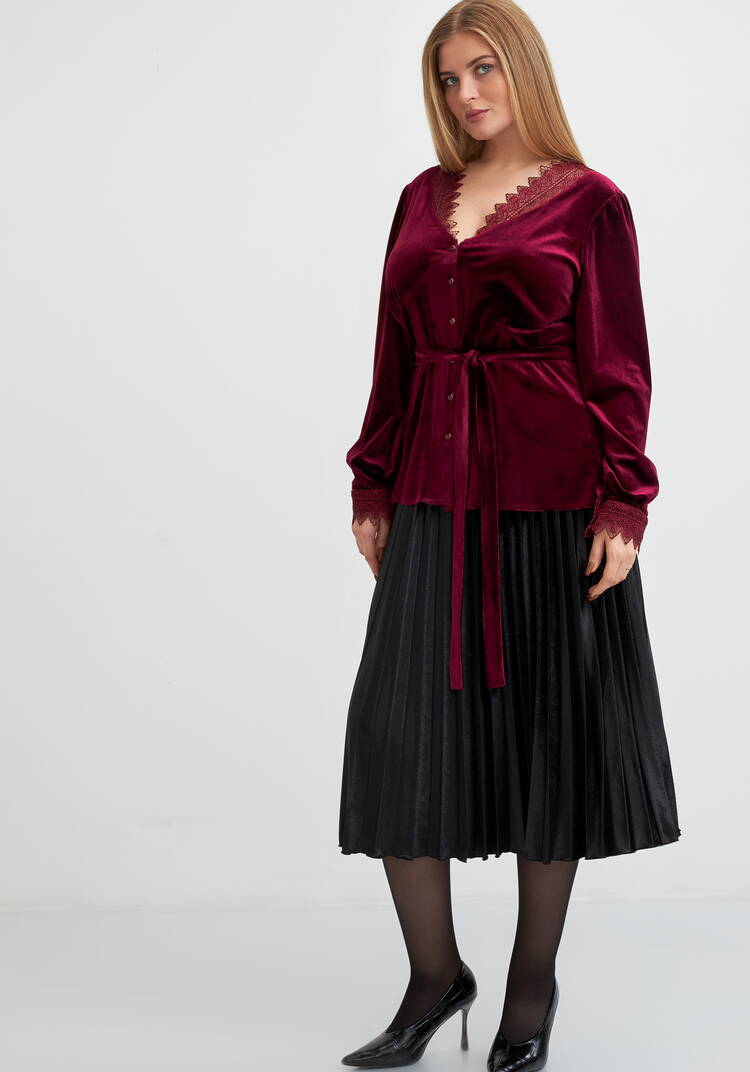 Юбка плиссированная из бархата шир.  750, рис. 1