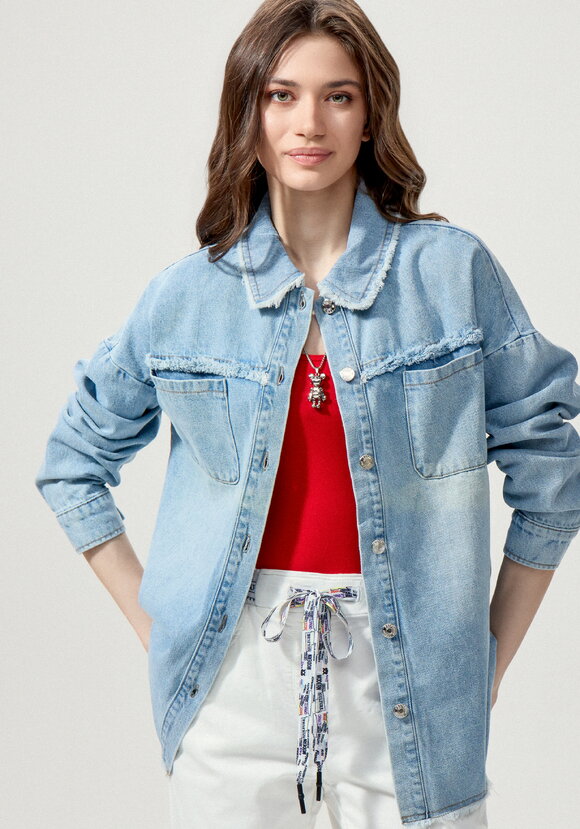 Джинсовая куртка с бахромой по краям шир.  580, рис. 9