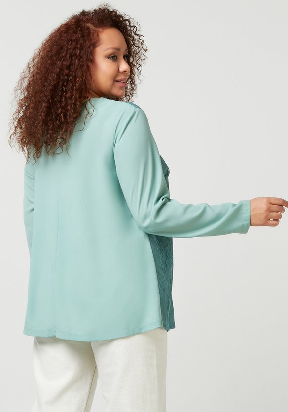 Блуза с кружевом однотонная шир.  580, рис. 2