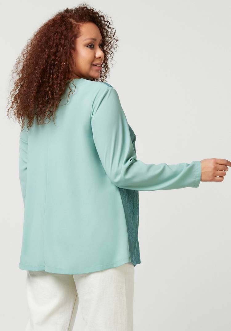 Блуза с кружевом однотонная шир.  750, рис. 2