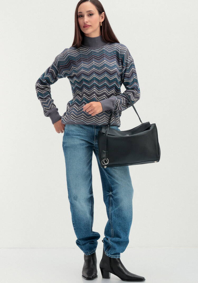 Свитер с высоким горлом и принтом зигзаг шир.  750, рис. 24