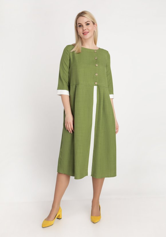 Платье с контрастной отделкой и пуговицами шир.  580, рис. 1