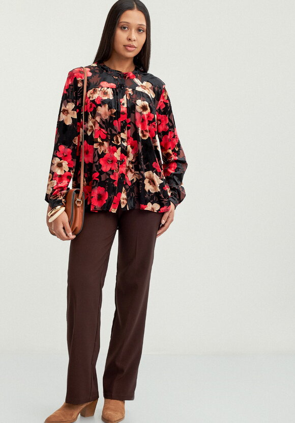 Блуза из пан-бархата с цветочным принтом шир.  580, рис. 7