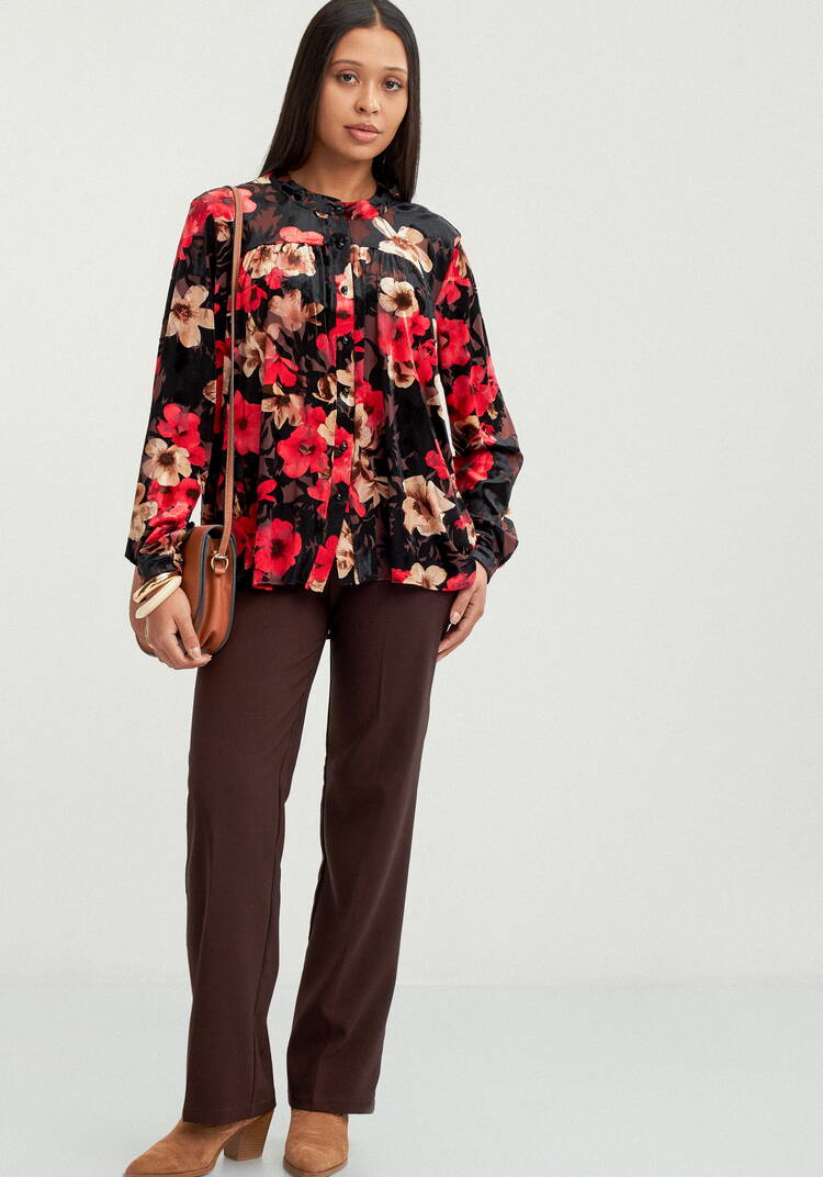 Блуза из пан-бархата с цветочным принтом шир.  750, рис. 7