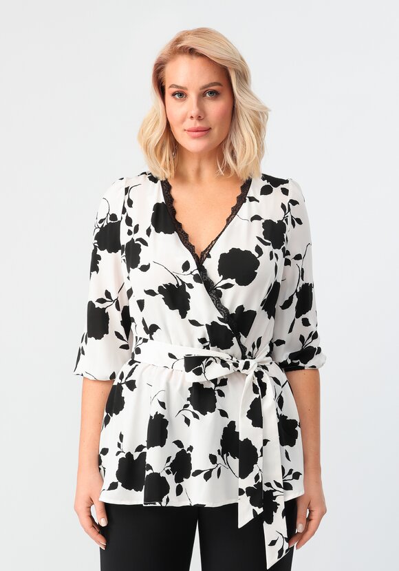 Блуза на запах с кружевом шир.  580, рис. 4