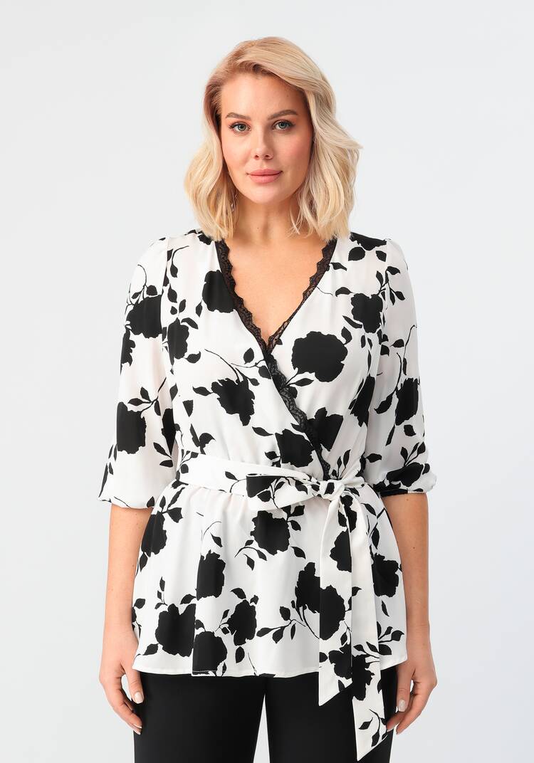 Блуза на запах с кружевом шир.  750, рис. 4