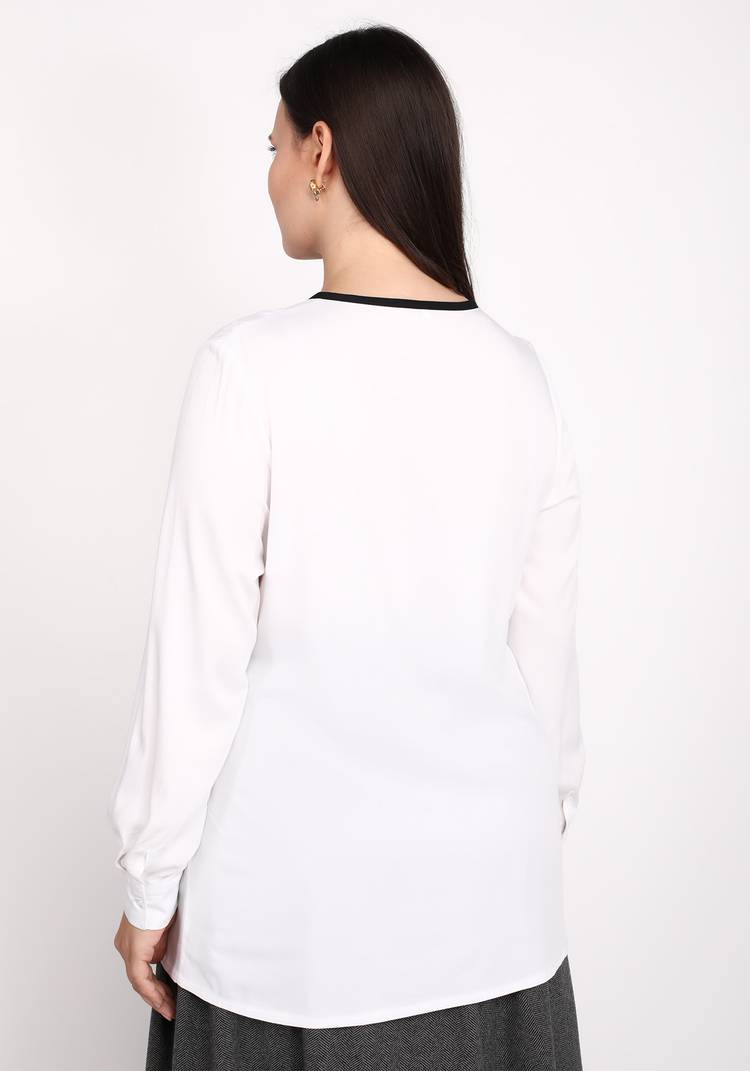 Блуза с контрастной планкой и карманом шир.  750, рис. 6