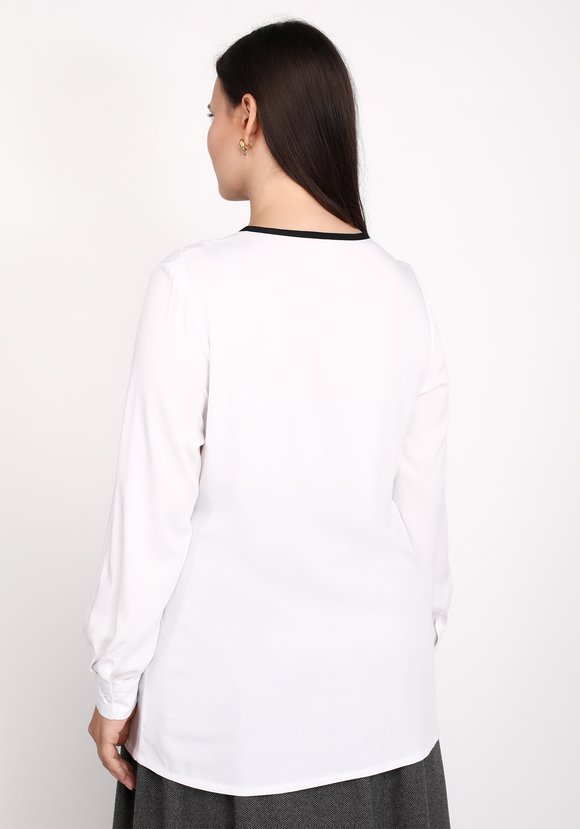 Блуза с контрастной планкой и карманом шир.  580, рис. 6