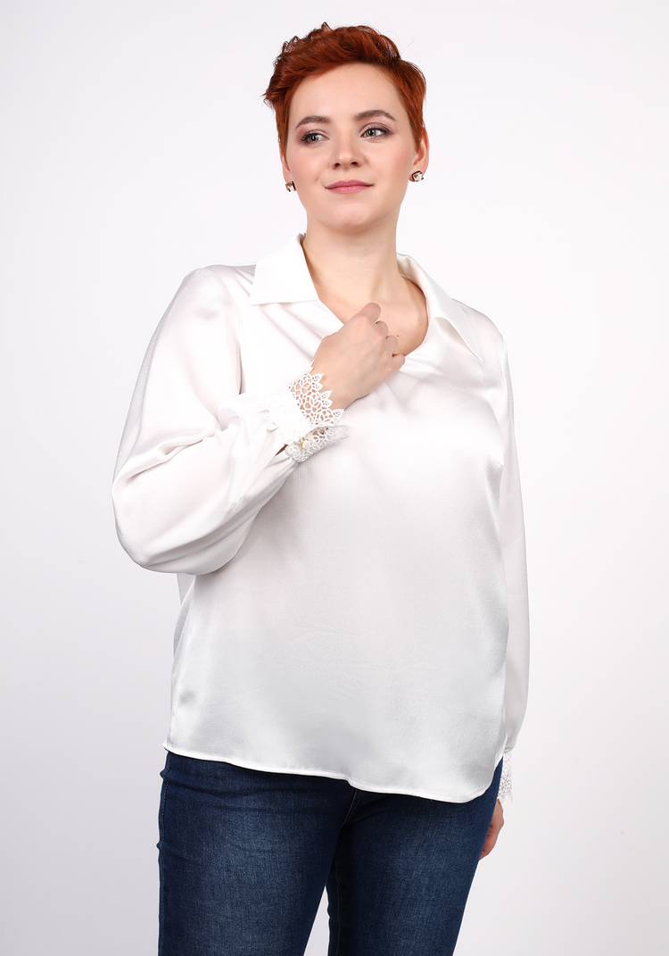 Блуза с отложным воротником и кружевом шир.  750, рис. 6