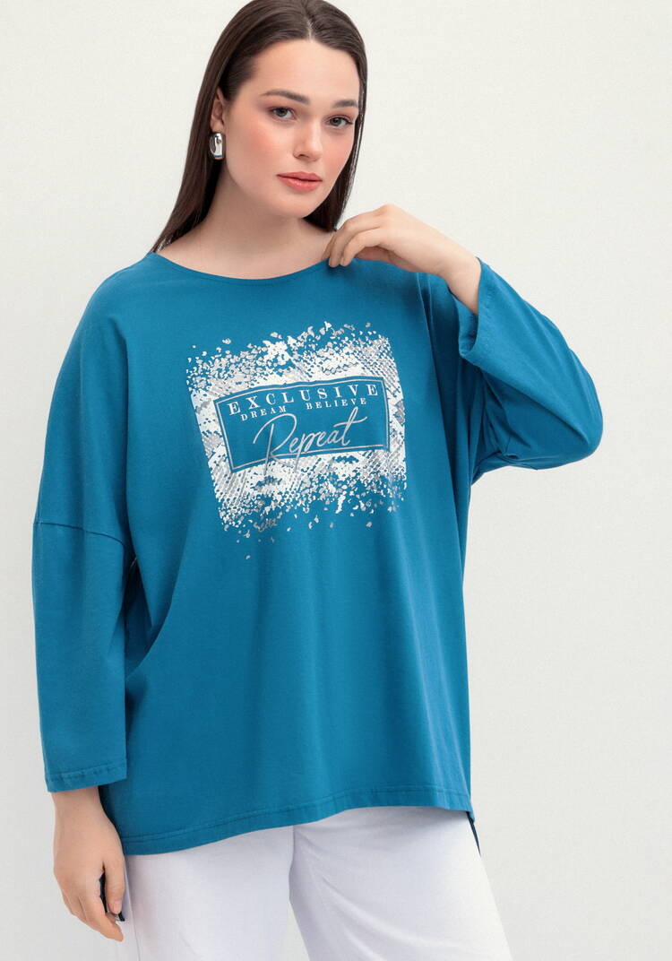 Туника с принтом на груди шир.  750, рис. 34