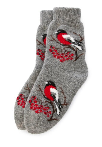 Носочки из шерсти "Снегири"