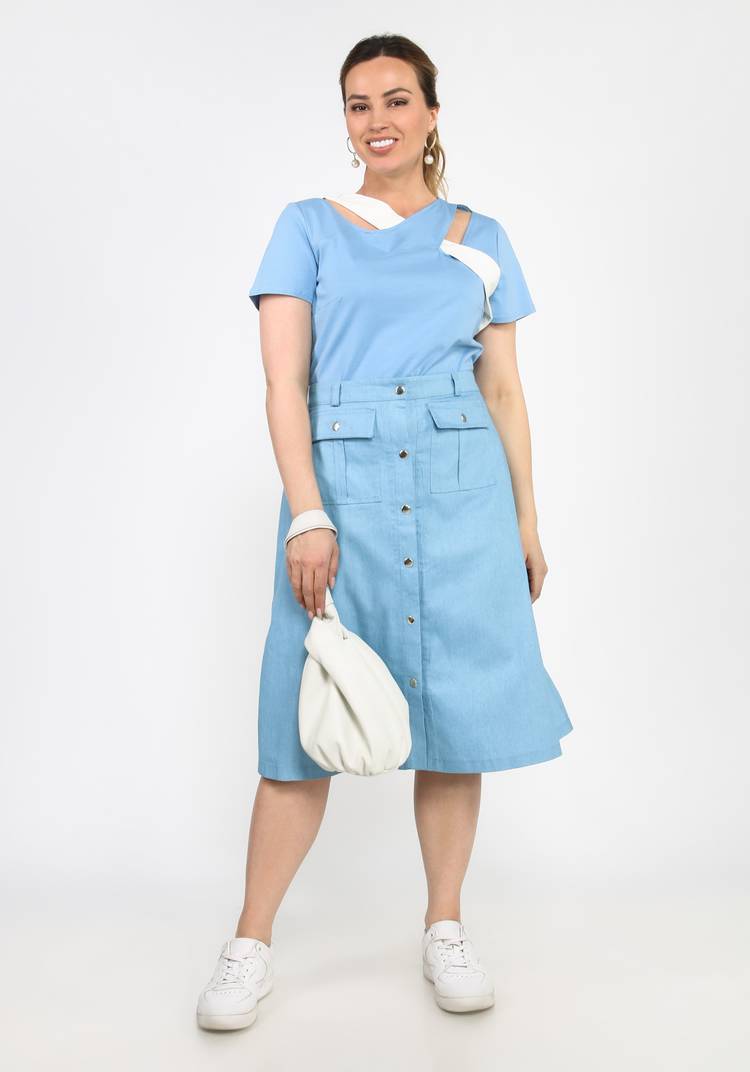 Юбка джинсовая с карманами шир.  750, рис. 4