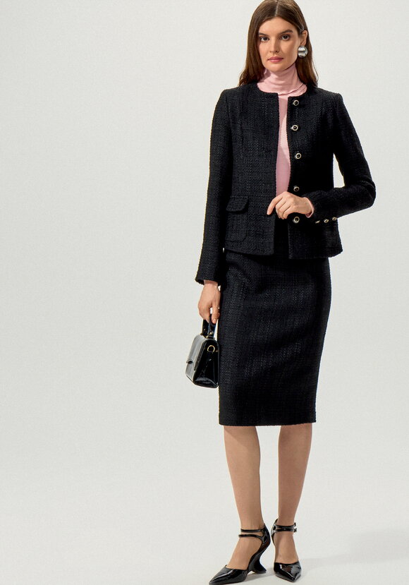 Пиджак из однотонного твида на пуговицах шир.  580, рис. 6