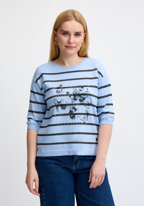 Блуза в полоску с принтом шир.  580, рис. 1