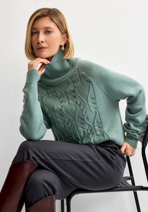 Свитер с ажурным рисунком шир.  580, рис. 1