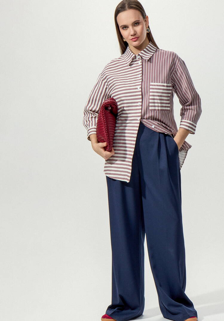 Рубашка в полоску колор-блок шир.  750, рис. 16