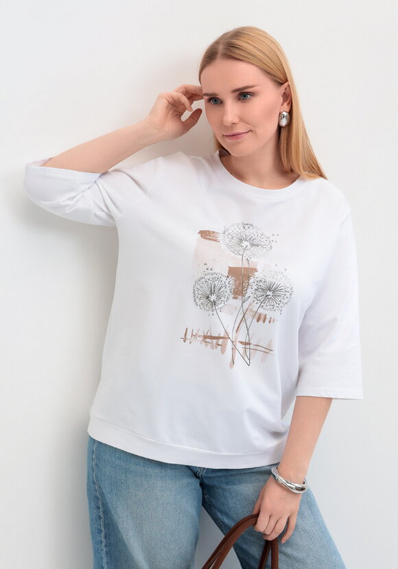 Блуза с длинным рукавом и цветочным рисунком шир.  580, рис. 1