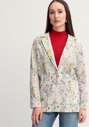 Пиджак из шитья с цветочным принтом