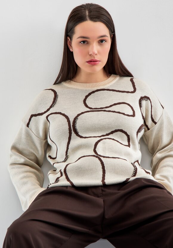 Джемпер с жемчужным декором и абстракцией шир.  580, рис. 17