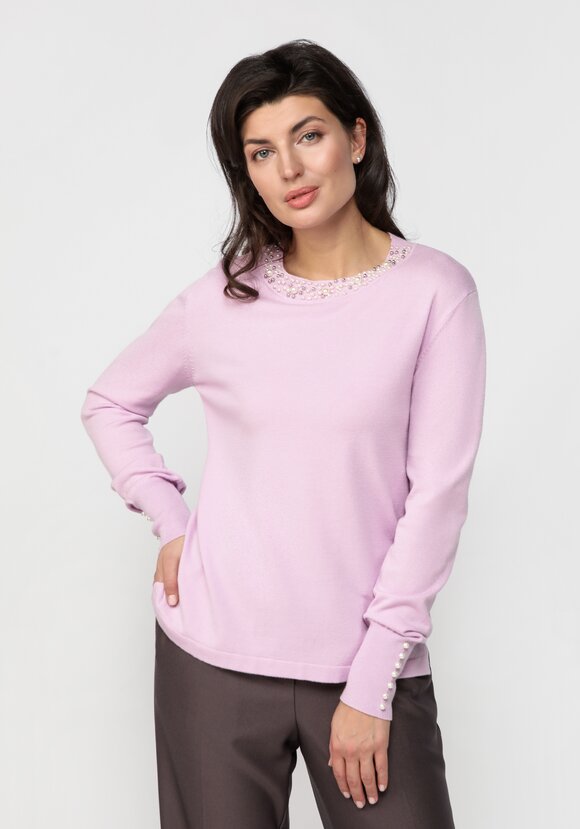 Джемпер с декором из жемчуга по горловине шир.  580, рис. 20