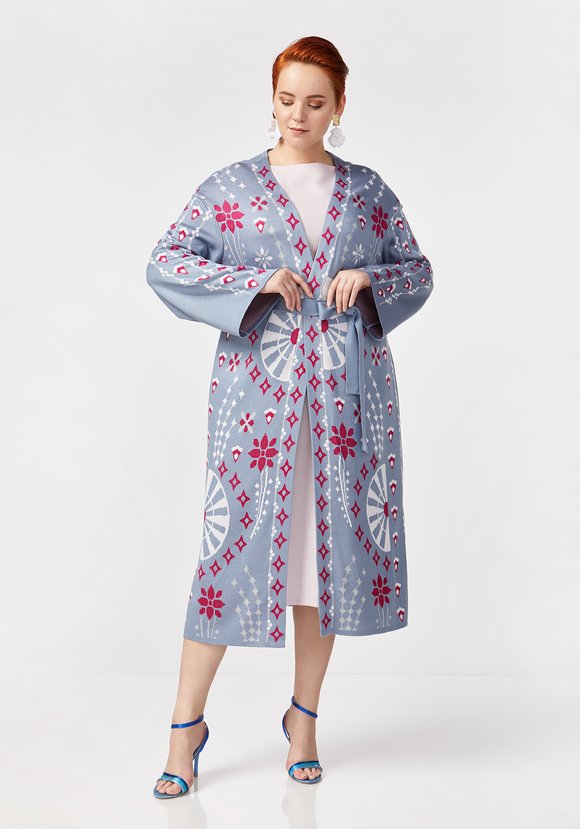 Кардиган с поясом и абстрактным рисунком шир.  580, рис. 8