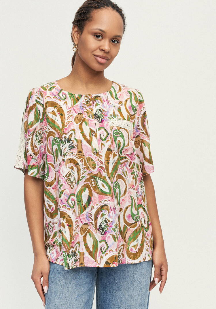 Блуза с лампасом из кружева по рукаву шир.  750, рис. 4