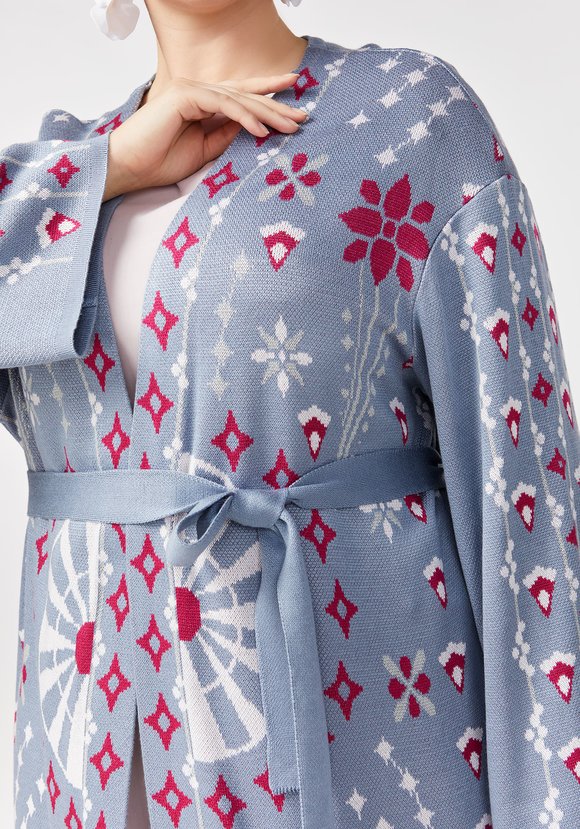 Кардиган с поясом и абстрактным рисунком шир.  580, рис. 11