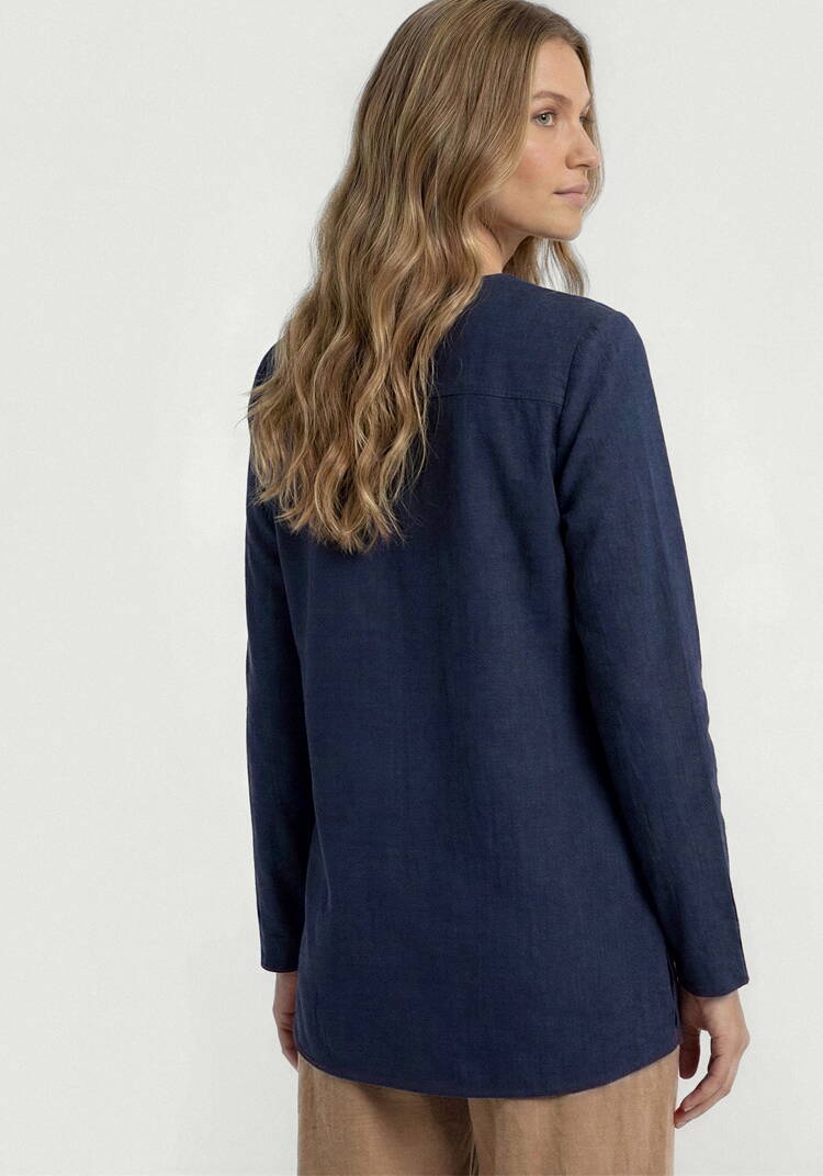 Рубашка на пуговицах из льна шир.  750, рис. 10