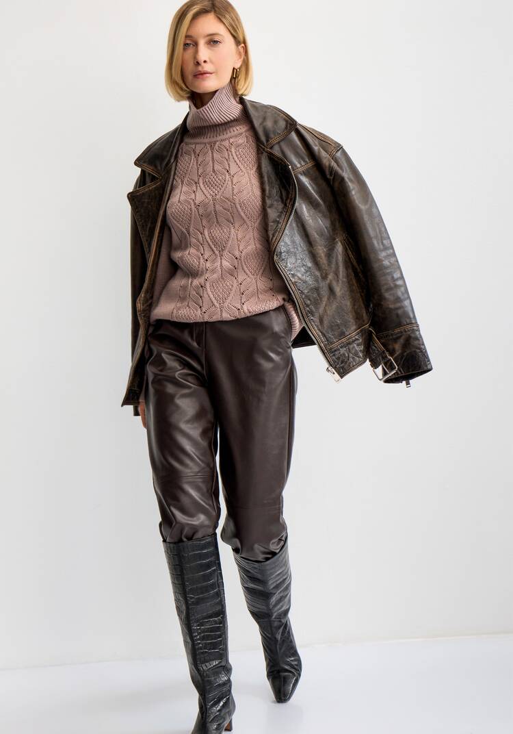 Свитер с ажурным рисунком шир.  750, рис. 44