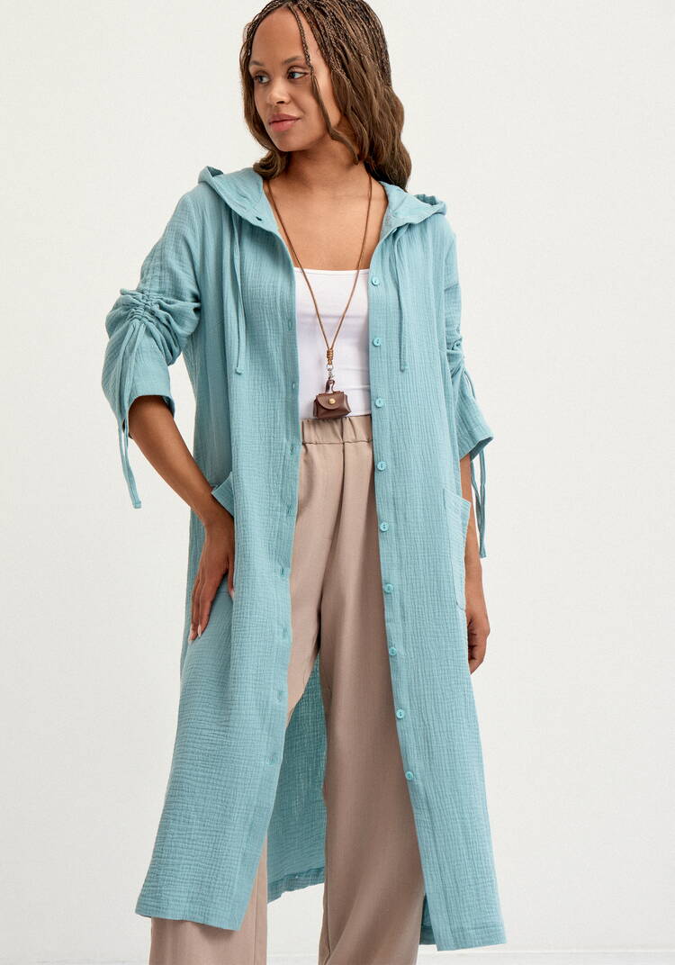 Пыльник с капюшоном свободного силуэта шир.  750, рис. 20