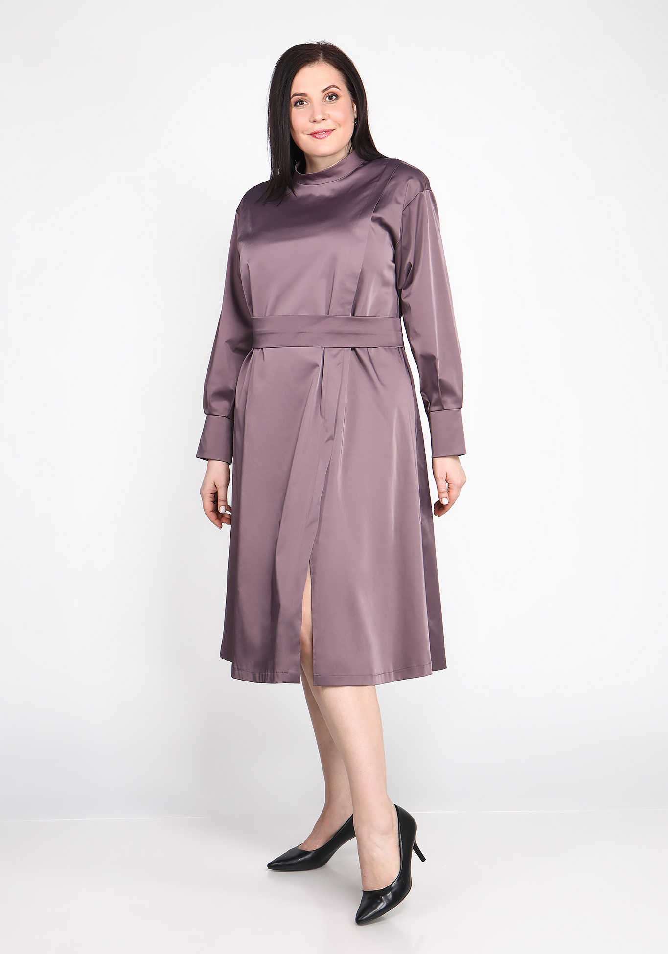 Платье с поясом на пуговицах Sarah Morenberg, размер 48, цвет тёмно-лиловый - фото 6