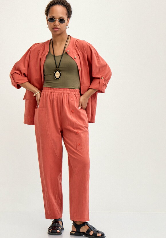 Брюки с декоративной планкой и карманами шир.  580, рис. 23