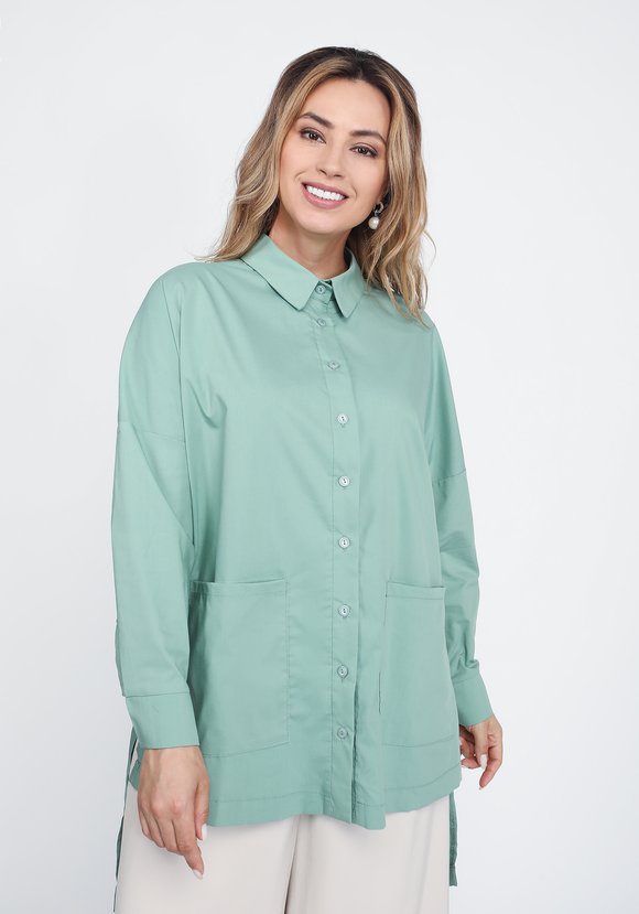 Блуза с карманами и асимметричным низом шир.  580, рис. 6