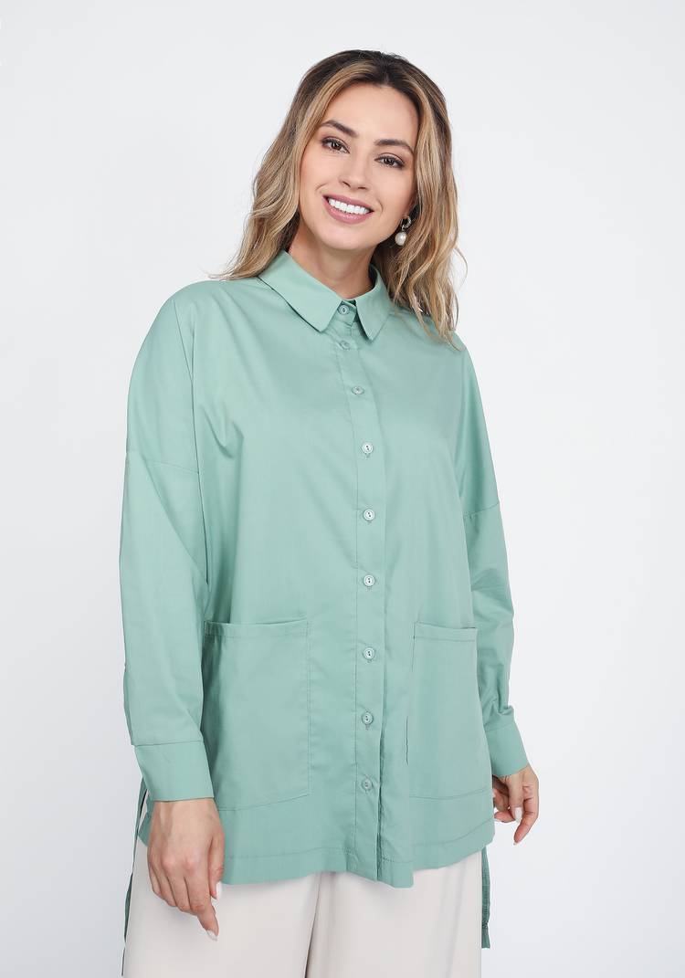 Блуза с карманами и асимметричным низом шир.  750, рис. 6