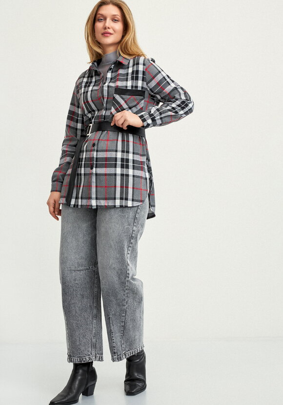 Рубашка в клетку с поясом шир.  580, рис. 9